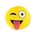 Cojín decorativo con forma de emoji, lengua, divertido, diámetro: 30 cm, 100 % poliéster, muy suave, idea de regalo, emoticono