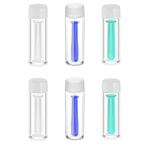 6 Stück Kontaktlinsen Entferner,Kontaktlinsen Einsetzhilfe,Einfacher Silikon-Kontaktlinsen-Saugnapf,Kontaktlinsen Sauger Weiche Linsen,Mit Vorratsflasche,für Harte Und Weiche Linsen