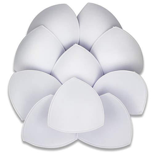 5 Pairs Bra Pads Inserts, Removable, Air Cotton, Foam Sponge, Breathable (White, A/B CUP)