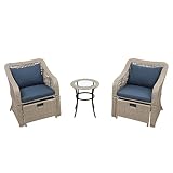 WYKDD 5-Piece Outdoor Conversation Set Patio Furniture Set Rattan Wicker Chair with Stool and Temper