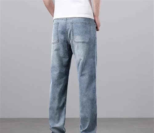 Mens Jeans Thin Baggy Soft Casual Straight Stretch Vintage Denim Trousers Streetwear Daily Fashion2