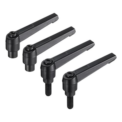 Image of uxcell 4pcs Clamping Lever Adjustable Handle Set Metric M8 x 20mm Male & M8 Female Thread Level Handles Hand Stud Knobs Quick Release Black for Lathe Machinery