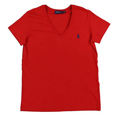 Polo Ralph Lauren Womens V-Neck Jersey T-Shirt (M, Deep Red)