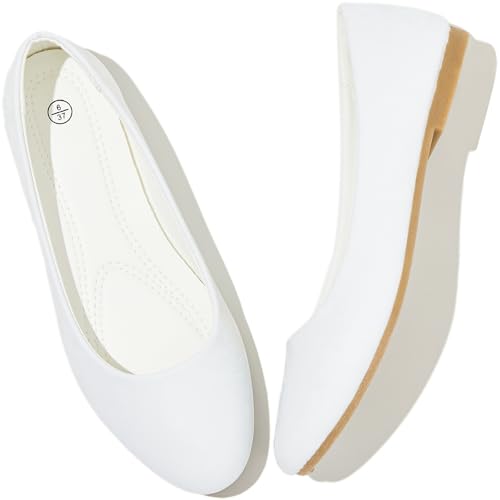 Women's Ballet Flats Shoes Comfortable PU Leather Dress Slip on Shoes Teacher Business Casual