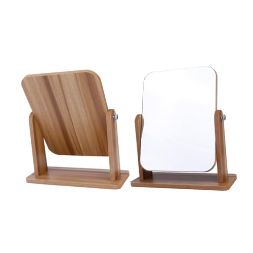 BESTYASH Gray Wooden Desktop Makeup Mirror Household Mirror for Home Salon Use Elegant Design for Makeup and Hairstyles for Makeup Lovers