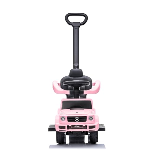 Image of Best Ride On Cars 3 in 1 Mercedes G-Wagon Push Car for Toddlers 1 to 3 Years Old, Kids Outdoor Stroller with Music, Horn Sounds, Realistic Driving Experience, Pink