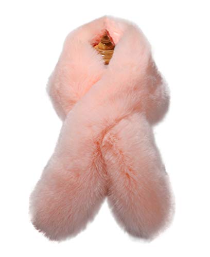 Amore Bridal Women's Cross Faux Fur Wrap Shawl For Winter Coat Evening Cape Light Pink