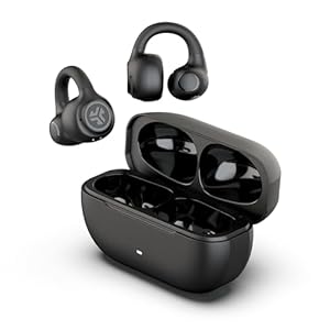 JLab Flex Open Earbuds, Clip-on Cuff Design, Wireless Open-Ear Audio Freedom Effortless Fit, Safe Listening, Bluetooth Multipoint, Customize with The App, Black