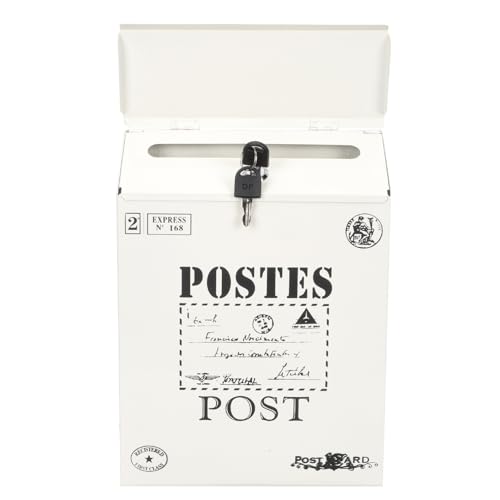 COLLBATH Cassetta Postale da Muro Vintage in Ferro con Serratura Scatola per Lettere e Giornali Design Decorativo con Lettere Inglesi Facile Installazione per Casa e Ufficio