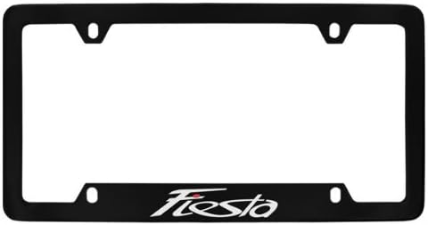 Ford Fiesta Black Coated Metal Bottom Engraved License Plate Frame Holder