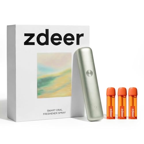 ZDEER Electric Breath Spray Probiotic Mouth Spray for Bad Breath & Dry Mouth Rechargeable Micro-Mist Oral Spray with 3 Flavor Cartridges Alcohol-Free Travel Size for Dating Office Daily Use Green