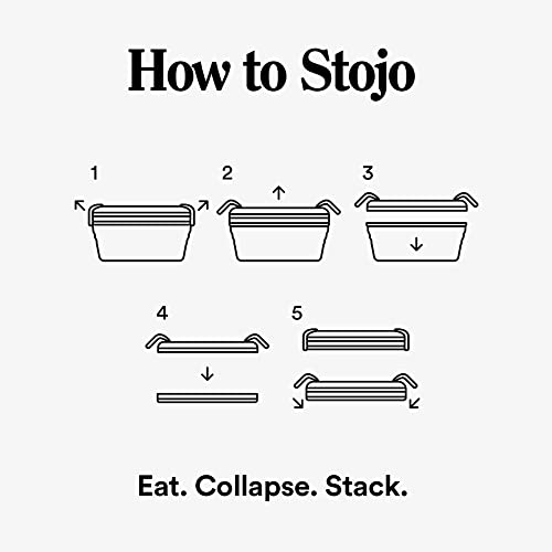 Stojo On The Go Bol à déjeuner pliable,Saladier réutilisable,Boîte à déjeuner empilable et empilable,Récipient de stockage alimentaire réutilisable en silicone,Boîte Bento pliable 1.1 l,Sauge – vue 7
