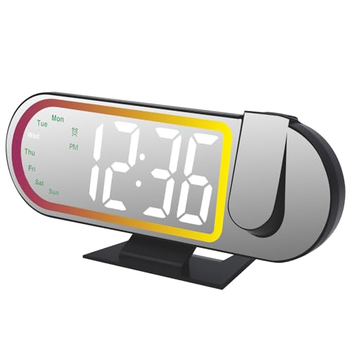 周囲光目覚まし時計 クリアウォールプロジェクション 複数の色設定 温度表示 コンパクト ABS 構築オフィスデジタル時計 カラー放射輝度付き