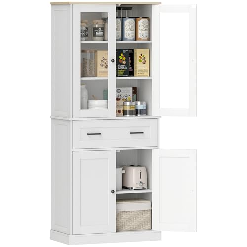 HOMCOM Küchenschrank Hochschrank mit 4 Türen und Schublade Buffetschrank...