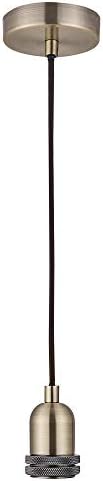 SHINY STAR Pendant Fitting Black Antique Brass Ceiling Light Fitting, Vintage Metal Ceiling Rose with Braided Flex Cable and Metal E27 Lamp Holder KIT Accessary HT201AB