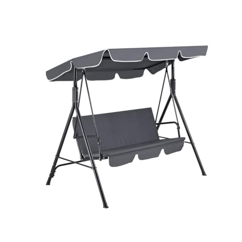 Dondolo da Giardino a 3 Posti con Tettuccio Parasole Regolabile Inclinabile Grigio