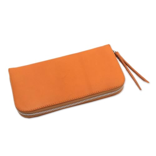 Pochette en cuir solide orange fait main à Bali - Taille unique Polosan Sunrise