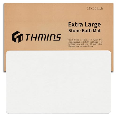 THMINS Tapis de bain extra large, 81,3 x 50,8 cm, antidérapant, en pierre de diatomée, super absorbant, séchage rapide, pour salle de bain/cuisine, facile à nettoyer