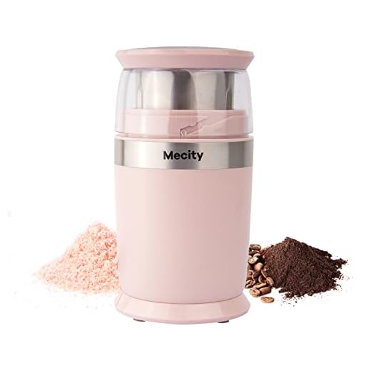 Mecity Electric Coffee Blade Grinder 6 Blades Stainless Steel Removable Bowl Fast Grinding, Coarse Fine Ground Coffee, Pepper Salt, 200W, Pink