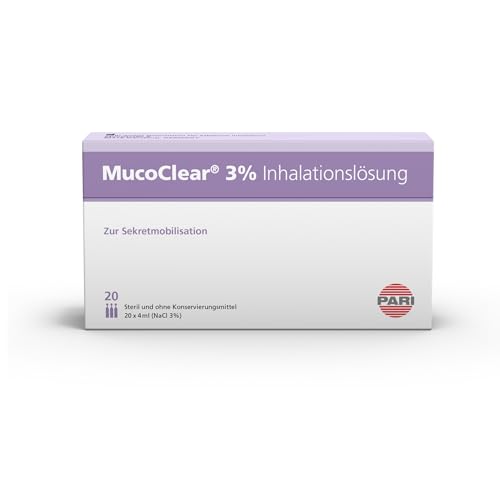 PARI MucoClear 3% NaCl Inhalationslösung - Hypertone Kochsalzlösung zum Inhalieren - 20 Ampullen je 4 ml