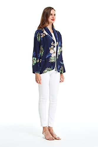 Image of Matchable Family Hawaiian Luau Light Jacket, Pineapple Garden Navy, Women, Small