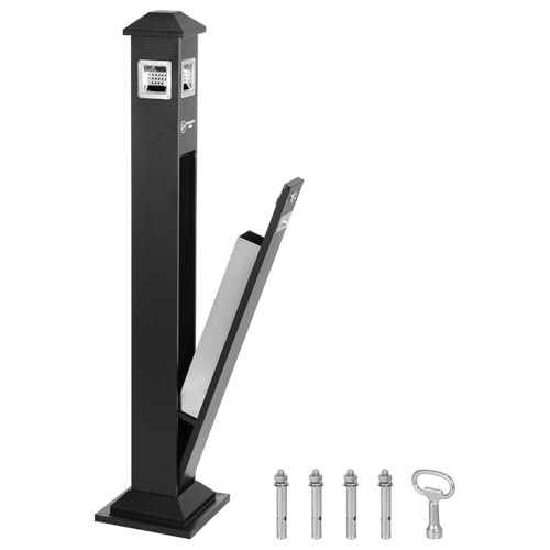 DowPie Cenicero metálico de pie para Exteriores, con depósito para Colillas, protección contra la Lluvia Inclinada y Entrada por los Cuatro Lados para Jardines y hoteles. Black