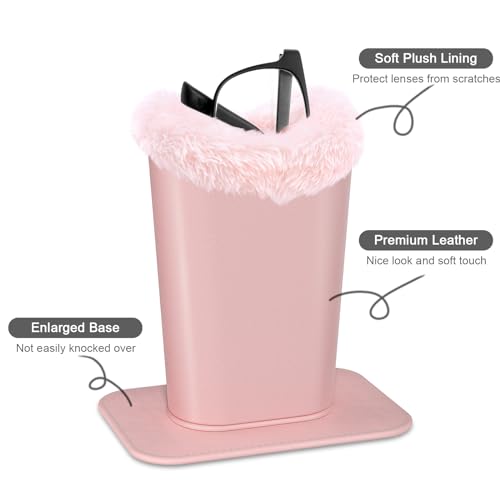 Image of Eyeglasses Holder,Plush Lined PU Leather Pattern Stand Case with Magnetic Base,Unisex for Women Men