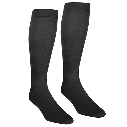 Image of NuVein Men's Compression Socks, 15-20 mmHg Support, Dress Trouser Style, Over Calf Knee High, Charcoal, Large