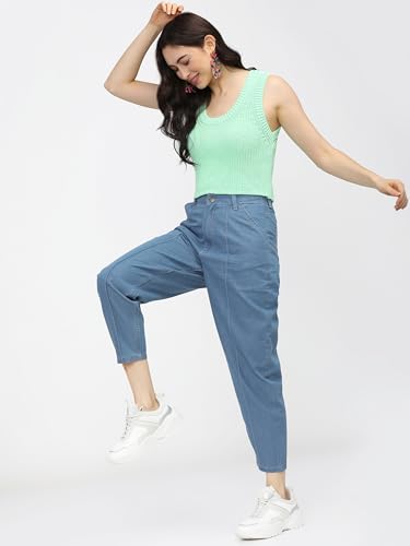Image of Tokyo Talkies Women's Tapered Fit Cropped Jeans| Mid-Rise| Jeans Pant