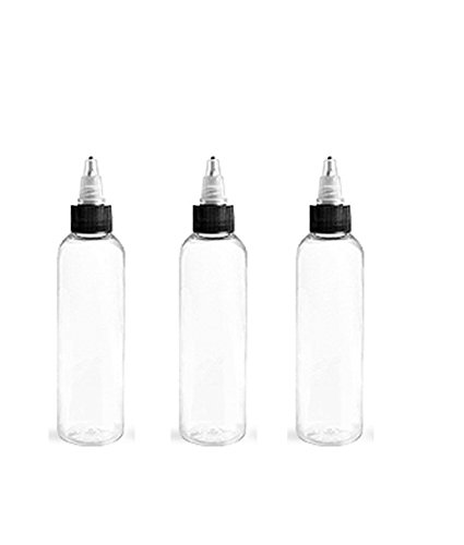 Miniatura 2 de Grand Parfums - Botella de plástico transparente PET Cosmo (sin PBA), 4 onzas con dispensador de rosca negro (paquete de 3 botellas)