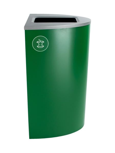 Sturdy Essentials Ellipse 22 Gallon Spectrum Powder Coated Steel Recylcing Bin Used for Commercial Spaces, Offices, Hotels, Apartments (Green, Full Opening - Organic Waste)