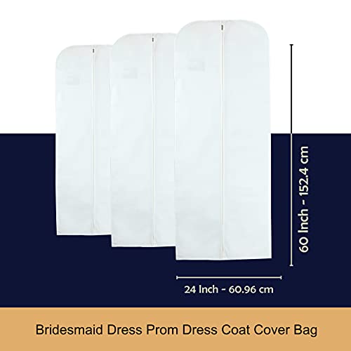 Wedcova UK Pack of 3 White Bridesmaid Dress Bag, 24" x 60" inches - Image 2