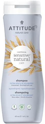 ATTITUDE Shampoo for Sensitive Skin, EWG Verified, Plant- and Mineral-Based Ingredients, Vegan and Cruelty-free Beauty and Personal Care Products, Volumizing, Unscented, 473 ml