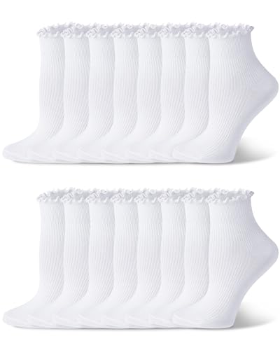Chaussettes à volants anti-frottement en coton doux respirant pour femme