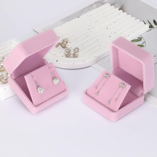 KUKUVR 2 Pcs Velvet Jewelry Dangle Earring Gift Box for Women (PINK) - Image 3