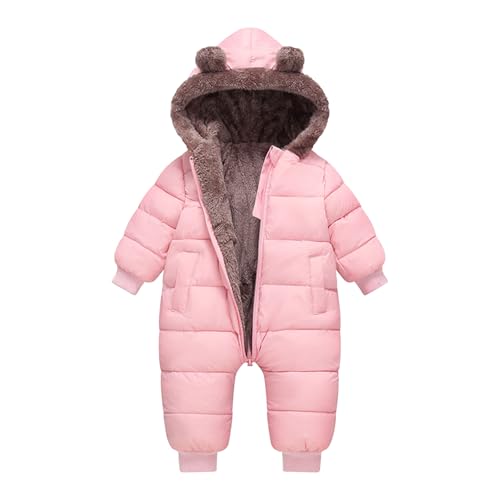 AiWMGL Baby Boys Girls Snowsuit 18-24 Months Winter Clothes Suit Hooded Jumpsuit Romper Bear Outfit Infant Warm Coat Outwear Overcoat Pink