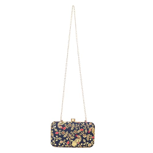 Image of LONGING TO BUY Hand Crafted Designer Box Clutch - Zari Embroidery For Women