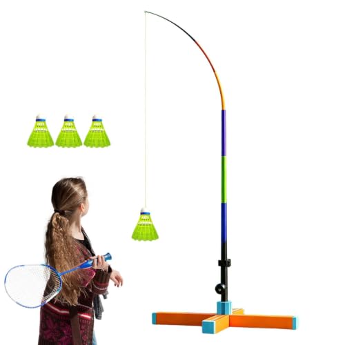 Fuuxtci Entrenador individual de bádminton | para un jugador con rebote automático y altura ajustable – Juego de entrenador de bádminton, para el espacio, salón, parque, parque, jardín, gimnasio y
