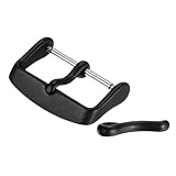 QUARKZMAN 16mm Ersatzschnalle für Uhrenarmband, Armband Ersatzschließe Edelstahl Armbandverschluss für Uhrenarmbänder, Matt PVD Schließe mit 2 Stück Zungen (Schwarz)