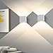 2 Stücke LED Wandleuchte, OOWOLF 6W Up Down Indoor Wandleuchte Moderne Aluminium Wandleuchte Leuchten für Wohnzimmer Schlafzimmer Badezimmer Küche Esszimmer, warmes Weiß