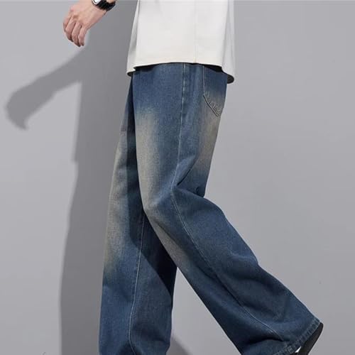 Men's Streetwear Jeans Loose Wide Leg Denim Pants Washed Cat Whisker Baggy Straight Vintage Trousers4
