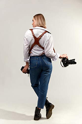 Slim Coiro Camera Accessories Dual Harness Two Cameras - Shoulder Leather Strap #TOP7
