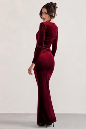Stylefun Velvet Long Sleeve Bridesmaid Dress 2025 with Slit Maxi Formal Evening Dress CYM2802