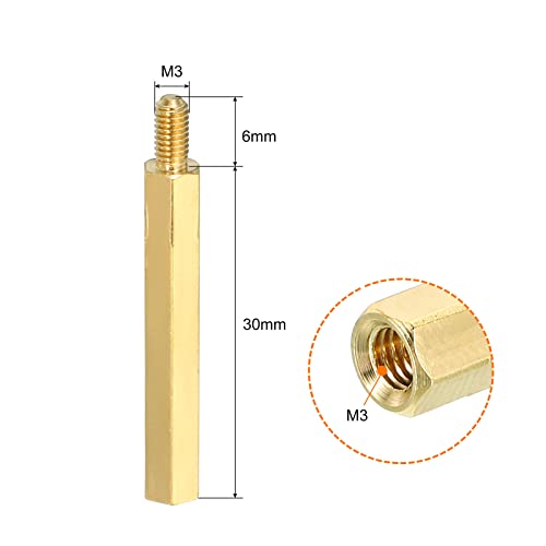PATIKIL 30mm+6mm M3 Abstand schrauben, 40 Pack Messing Hex PCB Abstands muttern für Mutter bretter, Computer gehäuse, Leiterplatten, Elektronik, Goldton