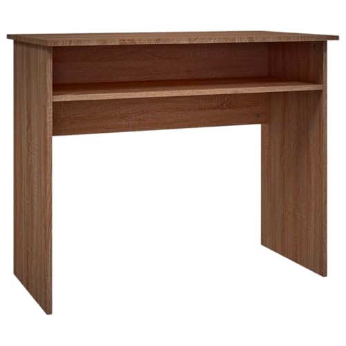 Image of MATTERHORN Engineered Wood Office Table, Work from Home Table with Shelf for Storage (DIY, 900 x 500 x 750 mm, MOOT-10002FebVar) (BrownOak)