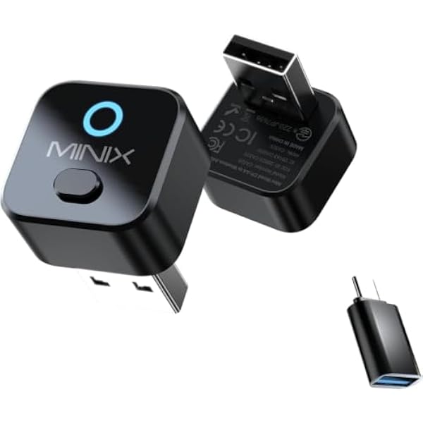 MINIX CA525 Mini bezprzewodowy adapter CarPlay i Android Auto, ulepszony 2 w 1 2026, przewodowy do bezprzewodowego dongla, przełącznik jednym przyciskiem, Plug & Play USB-A/C, WiFi 6 i Bluetooth 5.4