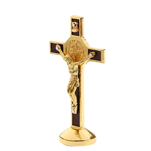 Gazechimp Crucifix Jésus Christ Croix Statue Figurine en Métal - Or