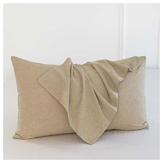 MooMee Bedding Pillow Shams 100% Washed Cotton Linen Like Textured Breathable Durable Soft Comfy (Khaki, King)