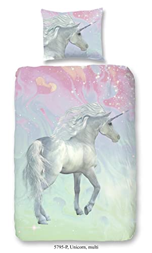 Good Morning Parure de lit 2 pièces Housse de Couette 140 x 200 cm Taie d'oreiller 60 x 70 cm Unicorn 5795.99.01 Multi