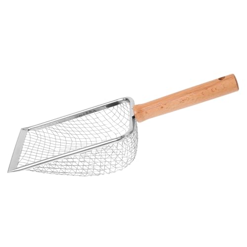 OUNONA ステンレス鋼の砂シャベル 猫のアクセサリー 猫用自動洗浄トイレ 格納式猫砂スクープ ゴミ ペレット砂のスクープ 猫のうんちスクーパー 爬虫類の汚れ ふるいシャベル ごみふるい 木製